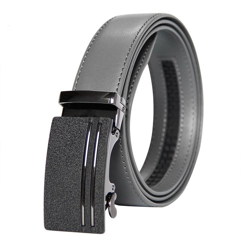 Luxury Brand Cowhide Leather Belt Men Gray - BeltsRepublic