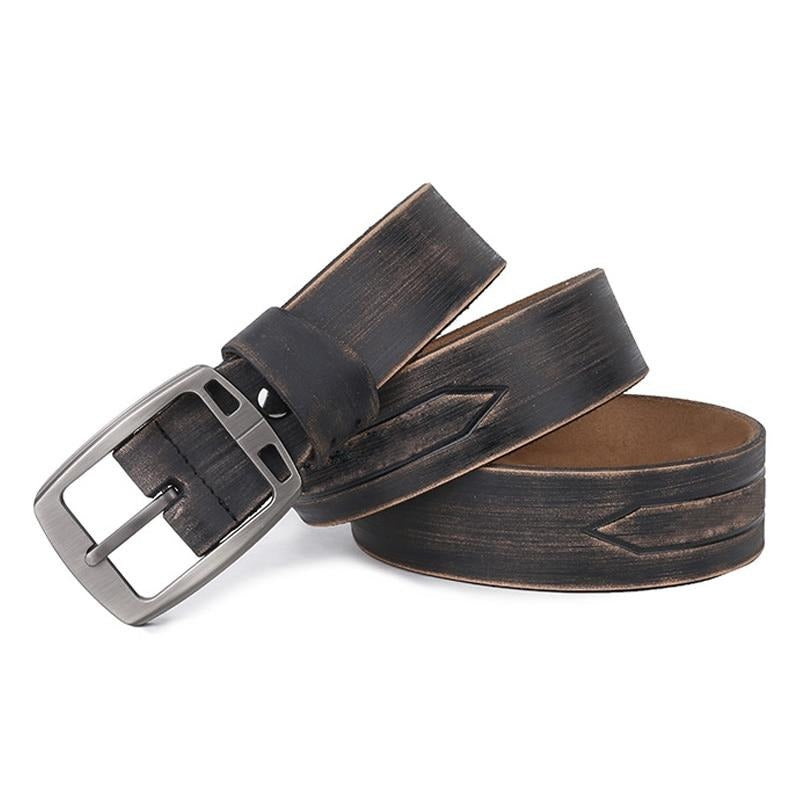 Thick Leather Men's Belt High Quality Split Leather Waist Belt - BeltsRepublic