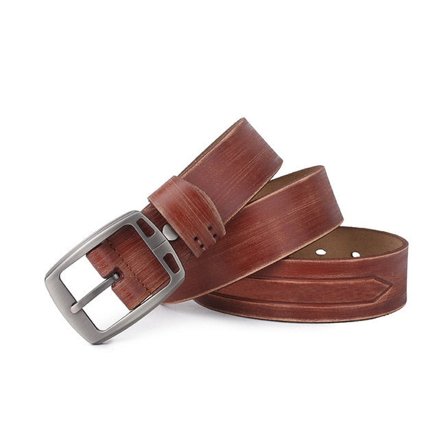 Thick Leather Men's Belt High Quality Split Leather Waist Belt - BeltsRepublic