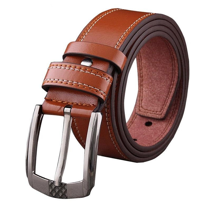 Men Imitation Leather Soft Belt Alloy Pin Buckle Belt - BeltsRepublic