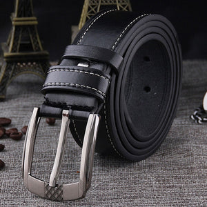 Men Imitation Leather Soft Belt Alloy Pin Buckle Belt - BeltsRepublic