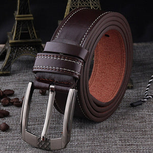 Men Imitation Leather Soft Belt Alloy Pin Buckle Belt - BeltsRepublic