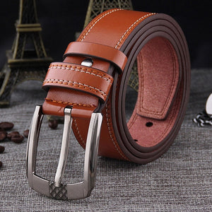 Men Imitation Leather Soft Belt Alloy Pin Buckle Belt - BeltsRepublic