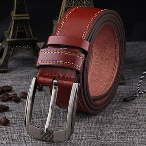 Men Imitation Leather Soft Belt Alloy Pin Buckle Belt - BeltsRepublic