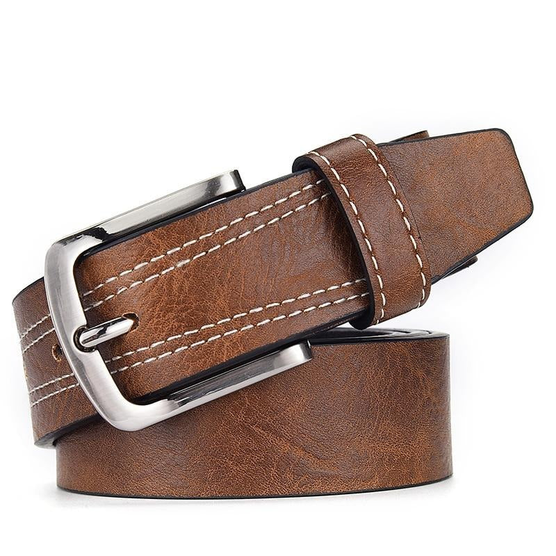 Leather Belt Men Vintage Luxury High Quality Pin Buckles - BeltsRepublic