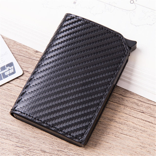 Men Smart Wallet Carbon Fiber Anti-theft Card Holder - BeltsRepublic