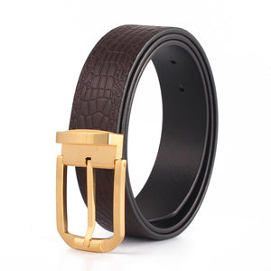 Top Genuine Cowhide Leather Men Belts Pin Buckle Fashion Business Suit Belt - BeltsRepublic