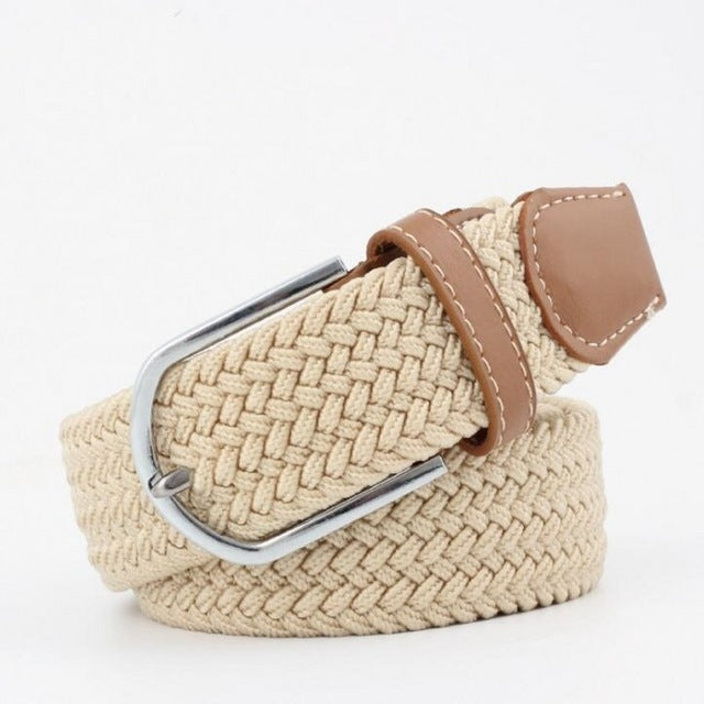 Men Lengthen Elastic Knitted Canvas Long Belt - BeltsRepublic